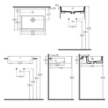 Isvea - Lavabo semi-encastré PURITY 50x42 cm céramique/blanc