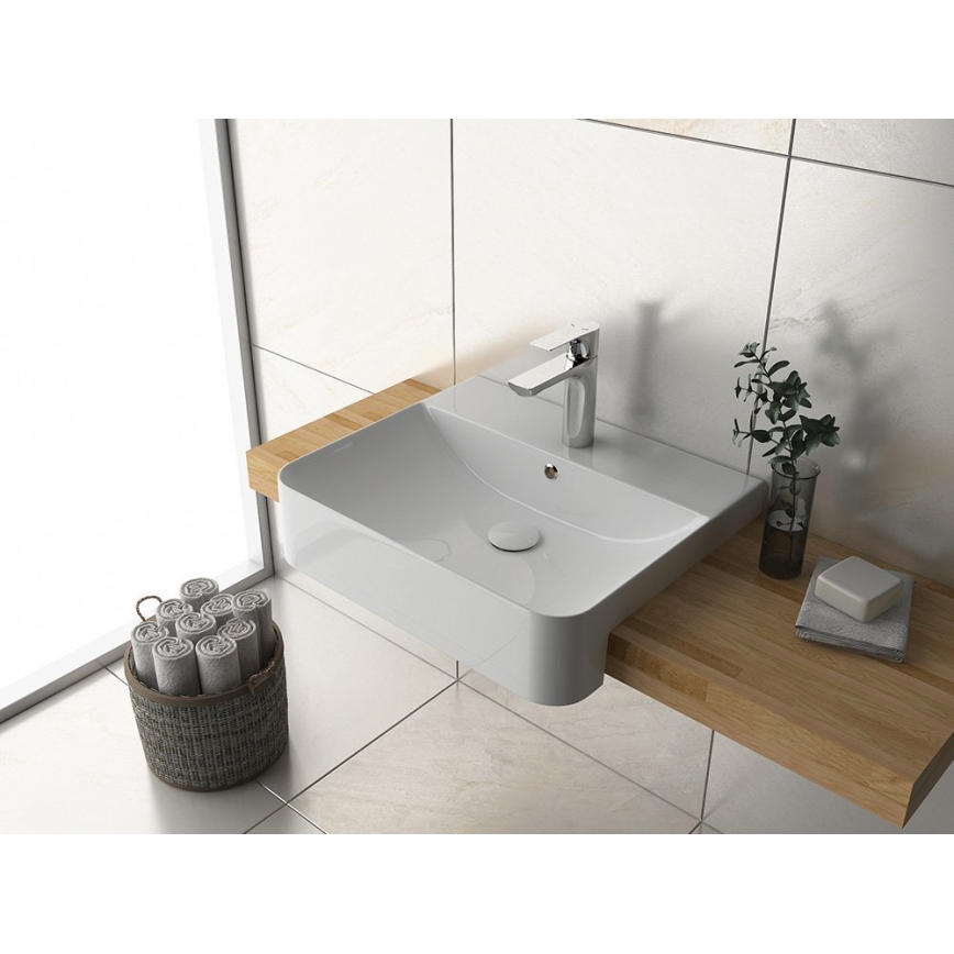 Isvea - Lavabo semi-encastré SOTT AQUA 59x49 cm céramique/blanc