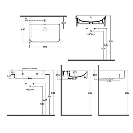 Isvea - Lavabo semi-encastré SOTT AQUA 59x49 cm céramique/blanc