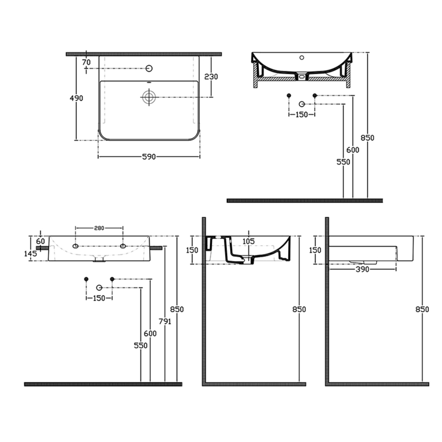 Isvea - Lavabo semi-encastré SOTT AQUA 59x49 cm céramique/blanc