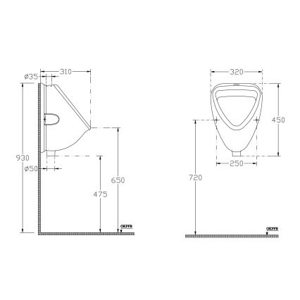 Isvea - Urinoir à raccordement supérieur, céramique/blanc