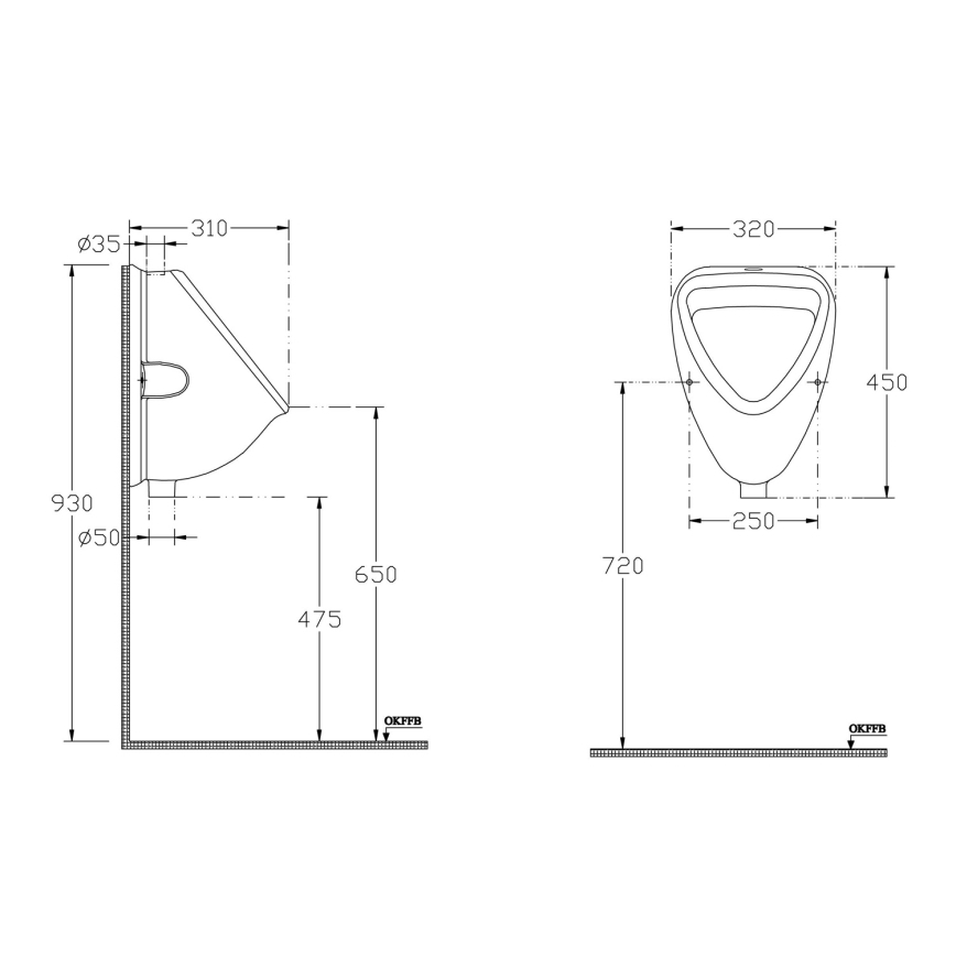 Isvea - Urinoir à raccordement supérieur, céramique/blanc