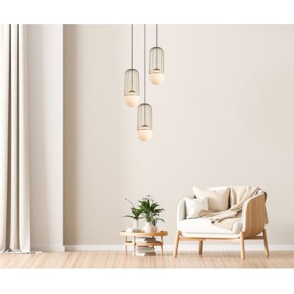 ITALUX - Suspension filaire MATTY 3xE27/40W/230V doré