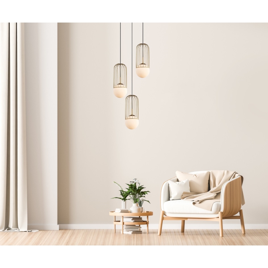 ITALUX - Suspension filaire MATTY 3xE27/40W/230V doré