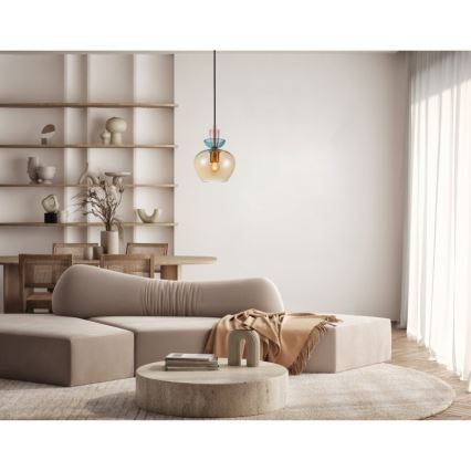 ITALUX - Suspension sur câble FANDA 1xE27/40W/230V doré/beige fumé