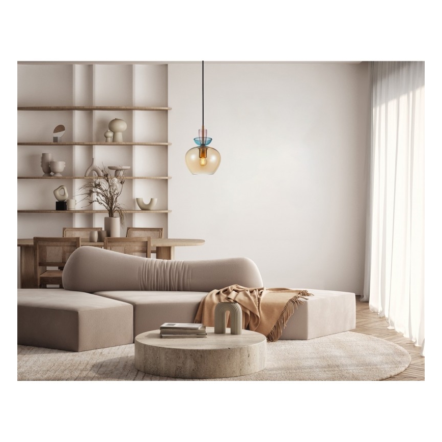 ITALUX - Suspension sur câble FANDA 1xE27/40W/230V doré/beige fumé