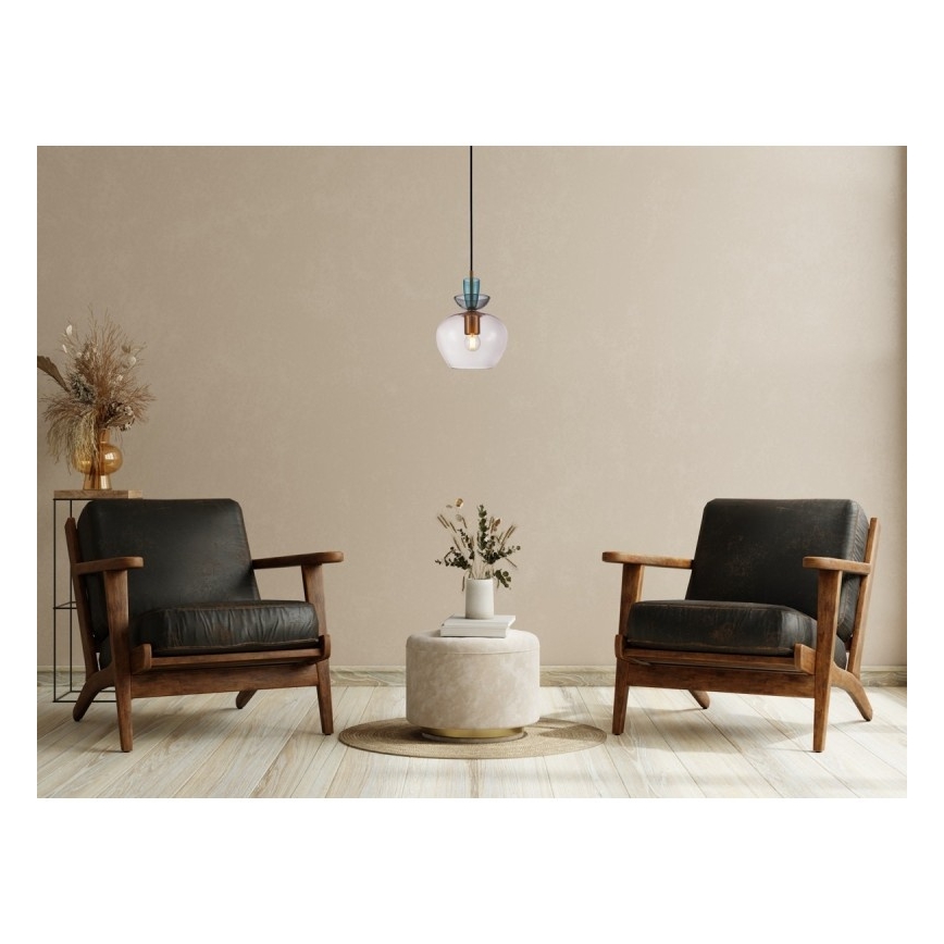 ITALUX - Suspension sur câble FANDA 1xE27/40W/230V doré/gris fumé