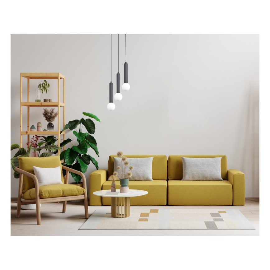 ITALUX - Suspension sur câble FILANO 3xG9/5W/230V noire