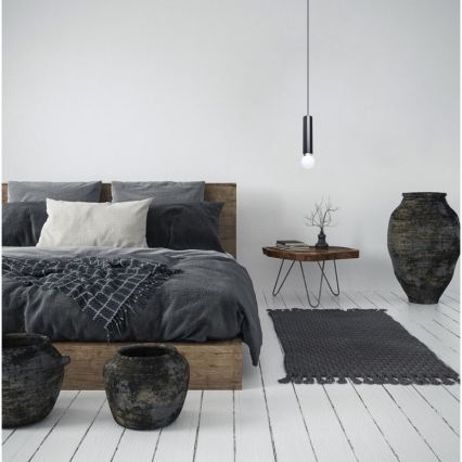 ITALUX - Suspension sur câble MACERA 1xE27/40W/230V noire