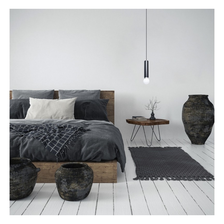 ITALUX - Suspension sur câble MACERA 1xE27/40W/230V noire