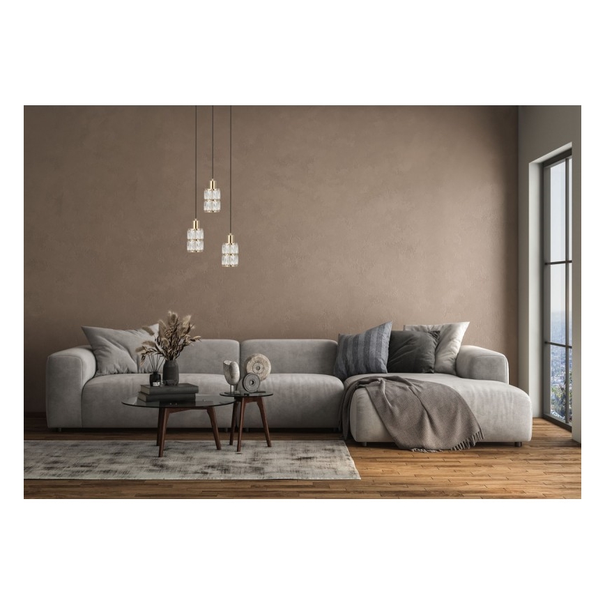 ITALUX - Suspension sur câble ALMA 3xE27/40W/230V dorée