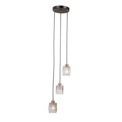 ITALUX - Suspension sur câble TORNO 3xE14/40W/230V noir/doré