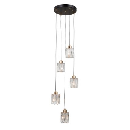 ITALUX - Suspension sur câble TORNO 5xE14/40W/230V noir/doré