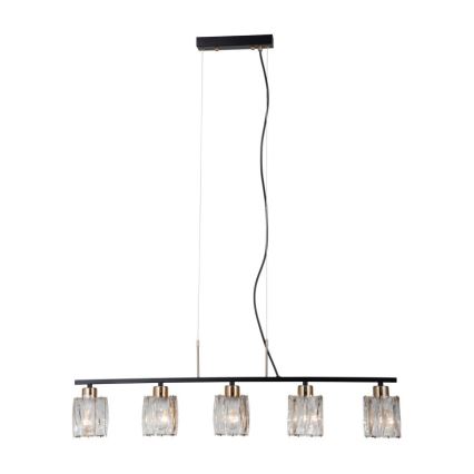 ITALUX - Suspension à câble SIMONA 5xE14/40W/230V noir/or