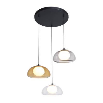ITALUX - Suspension sur câble AINALE 3xG9/7W/230V noir/transparent/fumé beige/gris