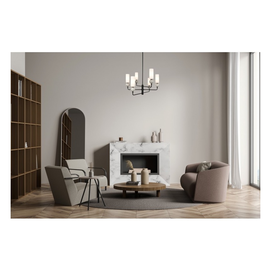 ITALUX - Suspension sur tige SANTOS 6xG9/40W/230V noire