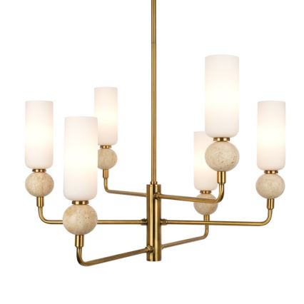 ITALUX - Suspension sur tige SANTOS 6xG9/40W/230V dorée