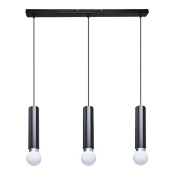 ITALUX - Suspension sur câble MACERA 3xE27/40W/230V noire