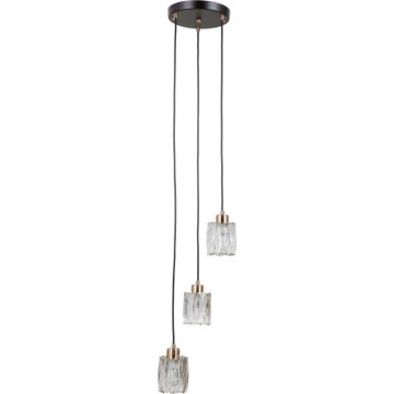 ITALUX - Suspension sur câble TORNO 3xE14/40W/230V noir/doré