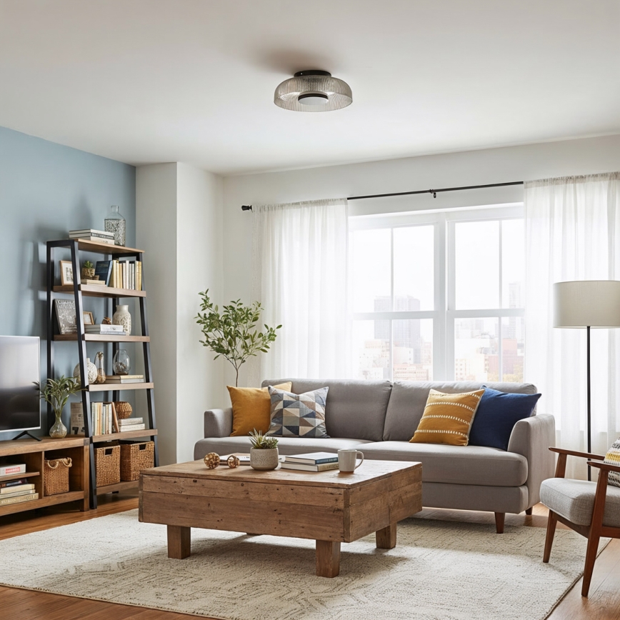 ITALUX - Plafonnier LED PASSO LED/8W/230V 3000K diam. 25 cm noir fumé