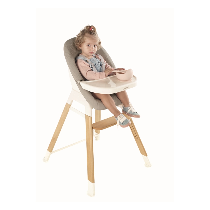 Jané - Chaise de repas pour enfants 3en1 grise WOODY