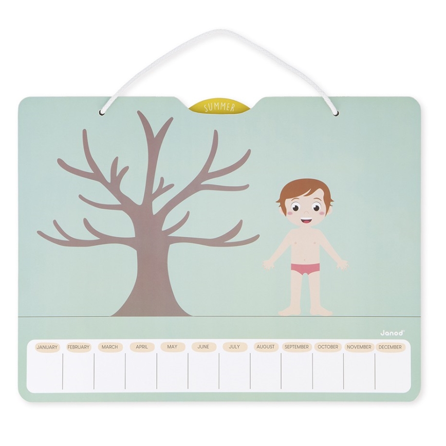Janod - Calendrier magnétique pour enfant saisons de l'année anglais