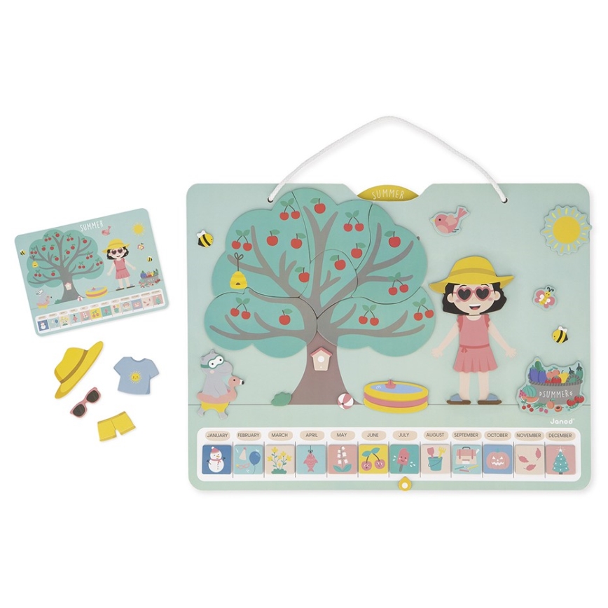 Janod - Calendrier magnétique pour enfant saisons de l'année anglais
