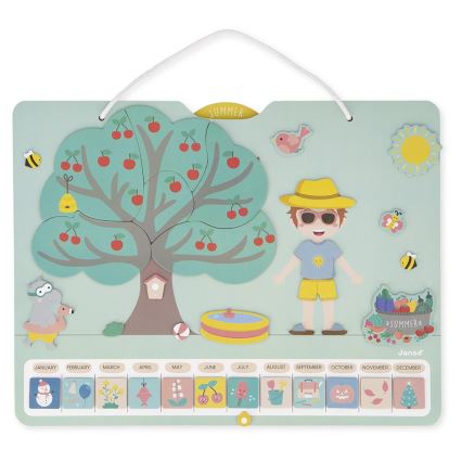 Janod - Calendrier magnétique pour enfant saisons de l'année anglais