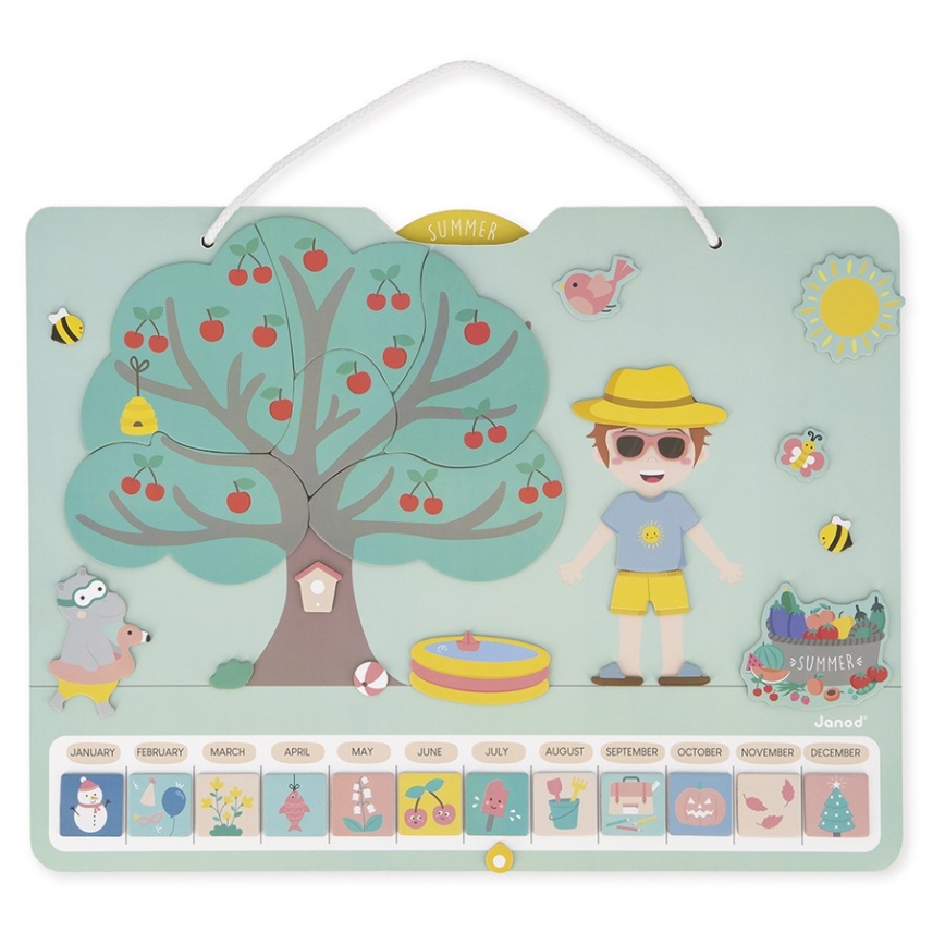Janod - Calendrier magnétique pour enfant saisons de l'année anglais
