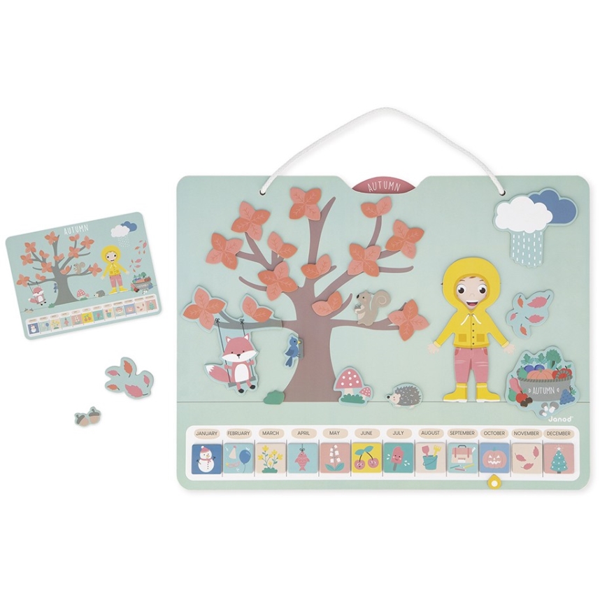 Janod - Calendrier magnétique pour enfant saisons de l'année anglais
