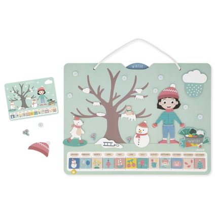Janod - Calendrier magnétique pour enfant saisons de l'année anglais