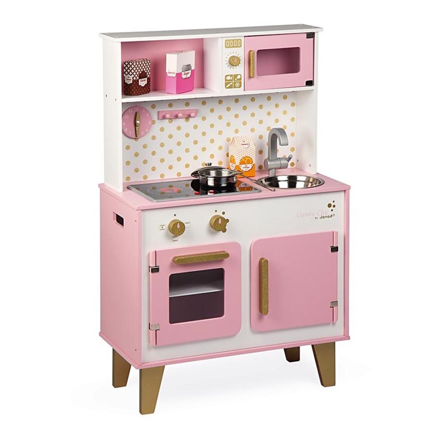 Janod - Cuisine en bois avec table de cuisson LED CANDY CHIC