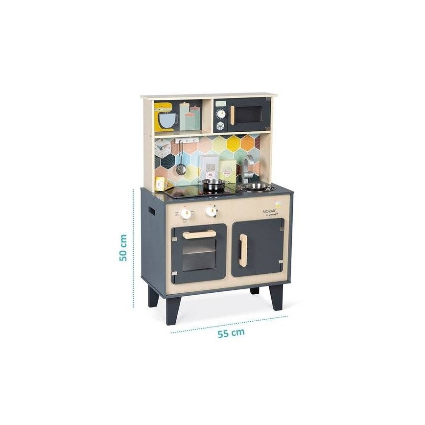 Janod - Cuisine en bois avec table de cuisson LED MOZAIC