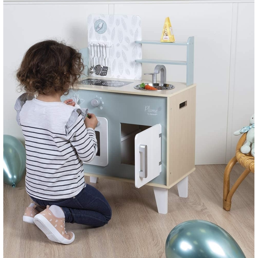 Janod - Cuisine en bois PLUME bleu