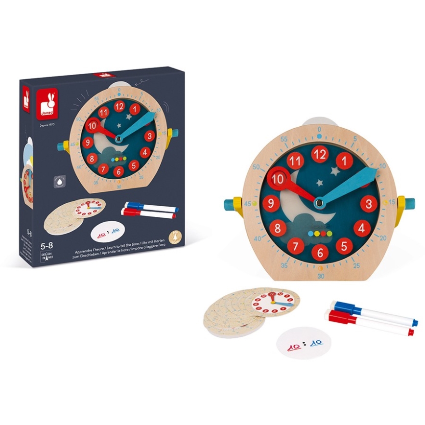 Janod - Horloge en bois pour enfant LEARNING TOYS
