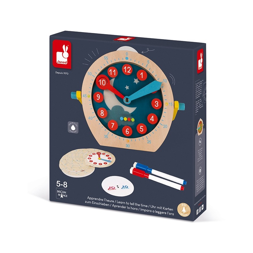 Janod - Horloge en bois pour enfant LEARNING TOYS