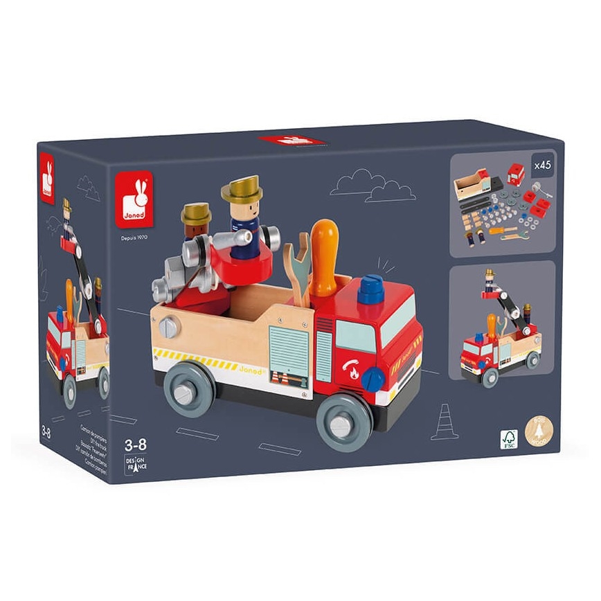 Le camion de pompier avec des jouets équipement d'incendie 