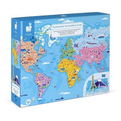 Janod - Puzzle éducatif pour enfant 350 pcs monde