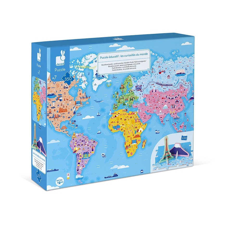 Janod - Puzzle éducatif pour enfant 350 pcs monde