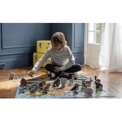 Janod - Puzzle éducatif pour enfants 200 pcs animaux en voie de disparition