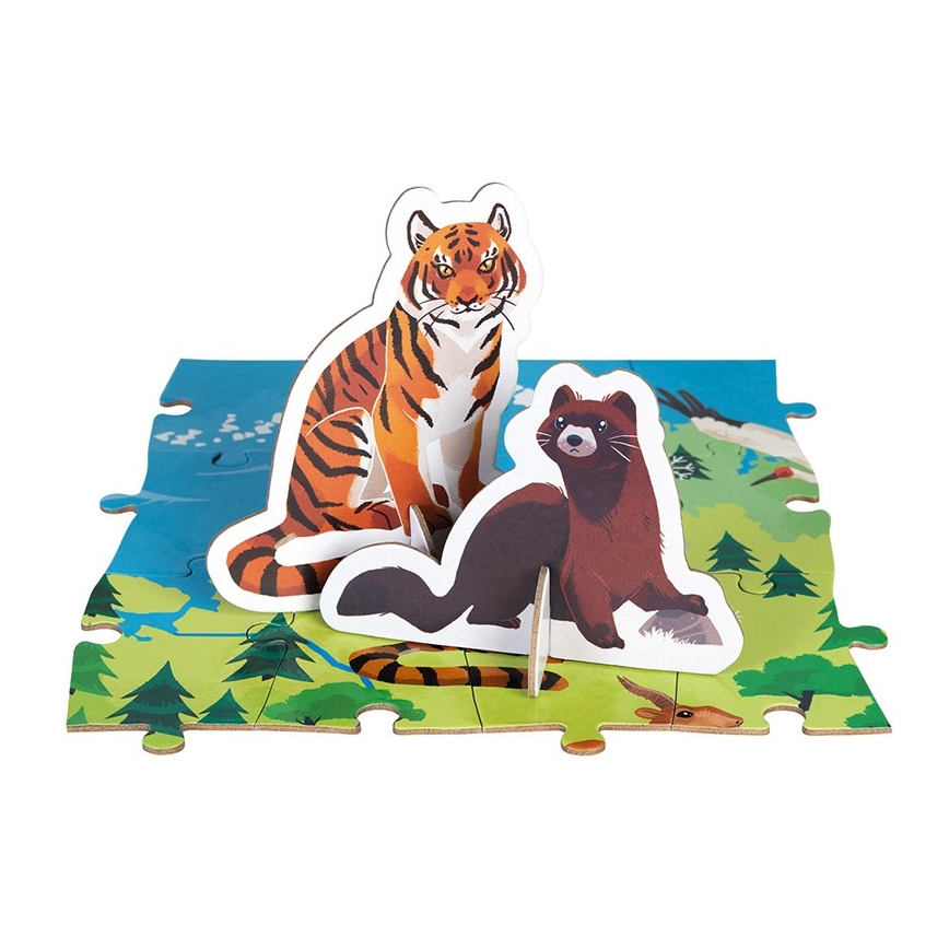 Janod - Puzzle éducatif pour enfants 200 pcs animaux en voie de disparition