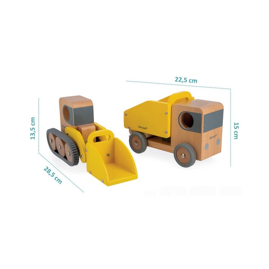 Janod - Tractopelle et camion en bois BOLID