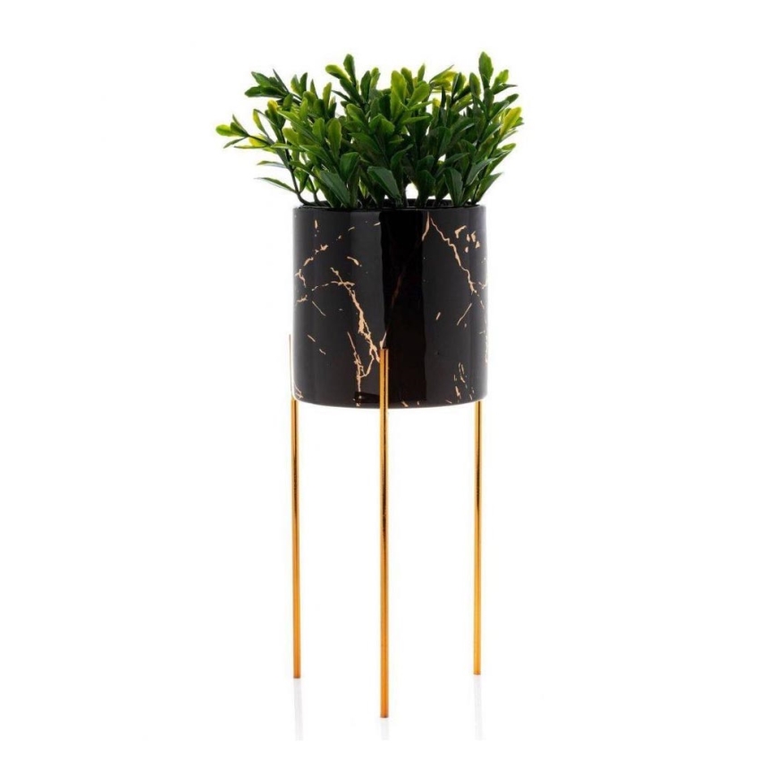 Jardinière NILA 28x11 cm noire/dorée