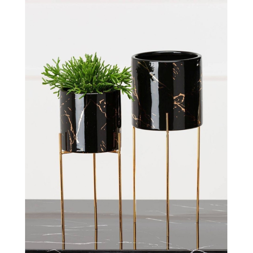 Jardinière NILA 28x11 cm noire/dorée