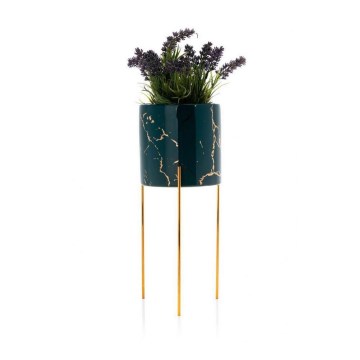 Jardinière NILA 32,5x13 cm verte/dorée