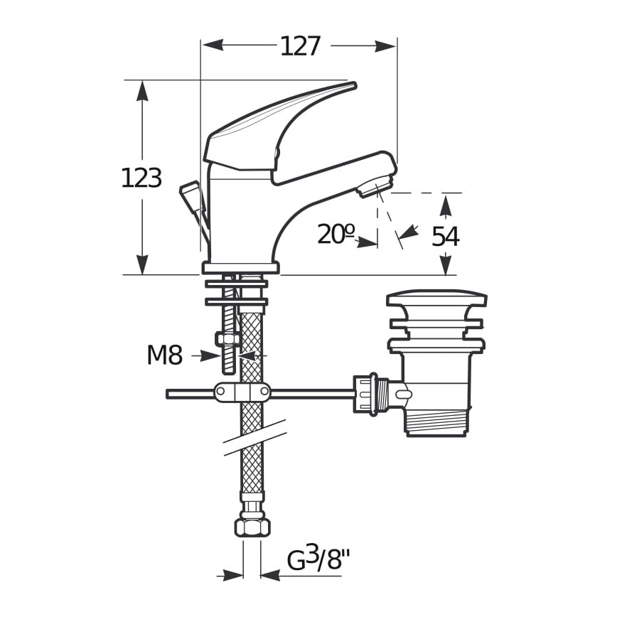 JIKA H3111N10041111 - Robinet de lavabo avec vidage à trop-plein TALAS 12,3 cm chrome brillant