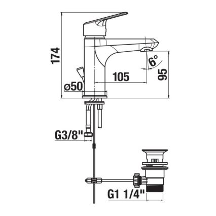 JIKA H3112E10041171 - Robinet de lavabo + vidage sans trop-plein TALAS 17,4 cm chrome brillant