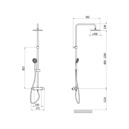 JIKA H3337170045711 - Colonnes de douche avec robinet thermostatique MIO chrome brillant
