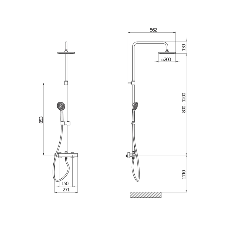 JIKA H3337170045711 - Colonnes de douche avec robinet thermostatique MIO chrome brillant