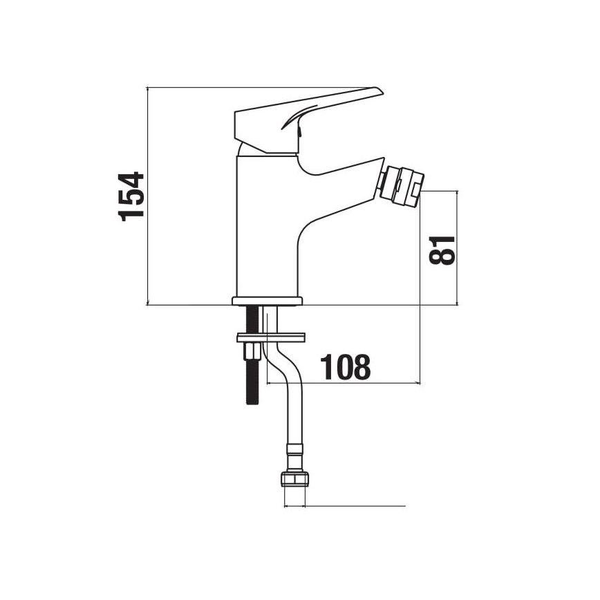 JIKA H3411W10041101 - Robinet de bidet CUBE 15,4 cm chrome brillant